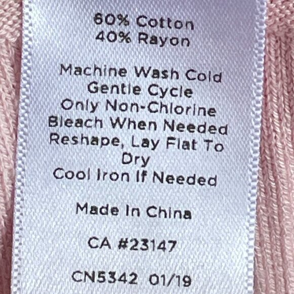 Talbots Pink Cotton Knit Pullover Textured Rib Jewel Neck Dolman Sleeve XL - Picture 6 of 6